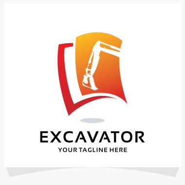 Excavator Logo Tasarım Şablonu Beyaz arkaplan İlhamı