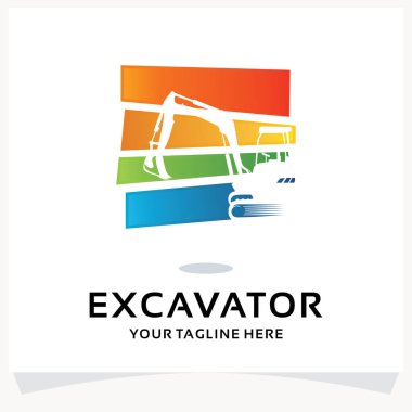 Excavator Logo Tasarım Şablonu Beyaz arkaplan İlhamı