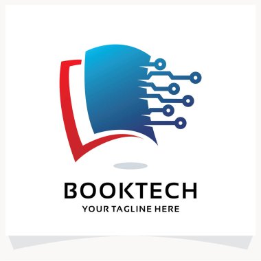 Book Tech Logo Tasarım Şablonu Beyaz arkaplanlı İlham