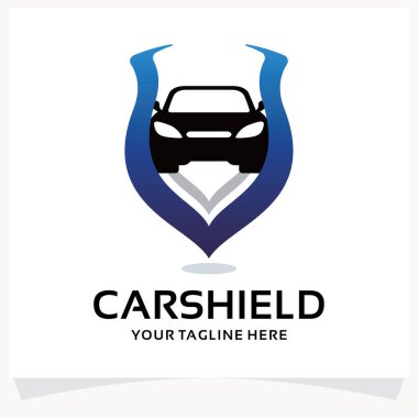 Otomobil Kalkanı Logosu Tasarım Şablonu Beyaz Arkaplan İlhamı