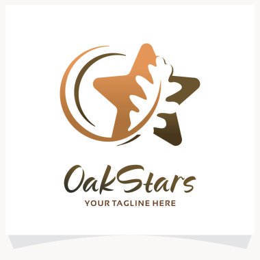 Meşe Yıldızı Logo Tasarım Şablonu Beyaz Arkaplan İlhamı