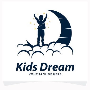 Beyaz Arkaplan ile Çocuklar Rüya Logosu Tasarım Şablonu