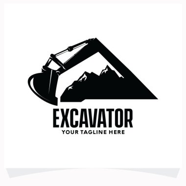 Excavator Kiralama Logo Tasarım Şablonu Beyaz Arkaplan