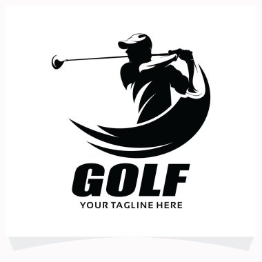 Beyaz Arkaplan ile Golf Spor Silueti Logo Tasarım Şablonu