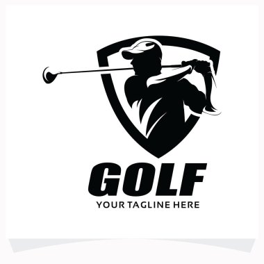 Beyaz Arkaplan ile Golf Spor Silueti Logo Tasarım Şablonu