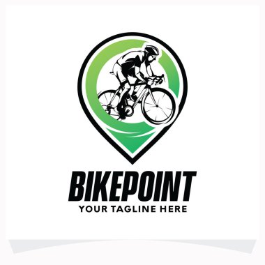 Bisiklet Bisikletli Spor Logosu Tasarım Şablonu Beyaz Arkaplan