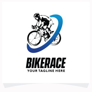 Bisiklet Bisikletli Spor Logosu Tasarım Şablonu Beyaz Arkaplan