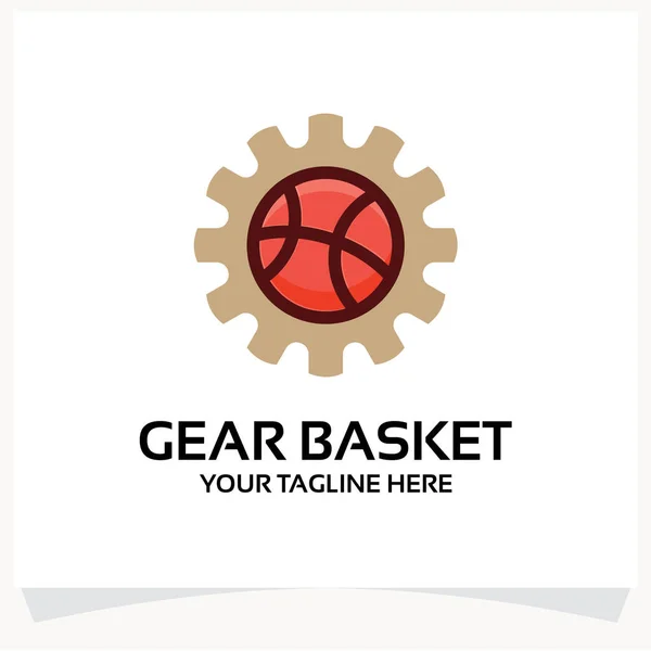 Gear Basketball Logo Šablony Design Vector Inspiration Návrh Ikon Bílým — Stockový vektor
