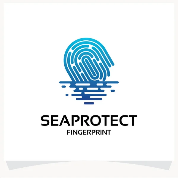 Sea Protect Huella Dactilar Logo Plantilla Diseño Vector Inspiración Icono — Vector de stock