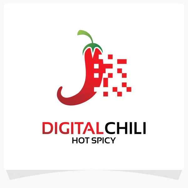 Digital Chili Logo Design Template Inspiration White Background — Stock Vector