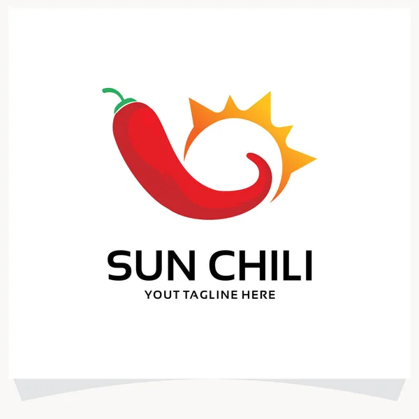 Sun Chili Logo Design Template Inspiration White Background — Stock Vector