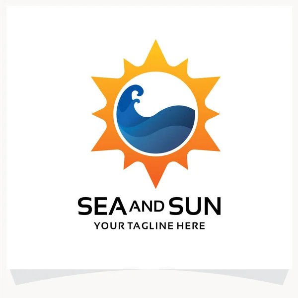 Inspiración Plantilla Diseño Logotipo Mar Sol Con Fondo Blanco — Vector de stock