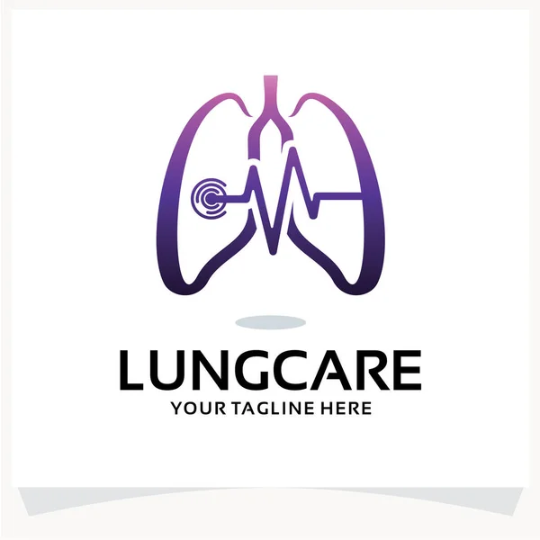 Lung Care Logosu. Lung Pulse Logo Tasarımı Beyaz arkaplan İlham Şablonu