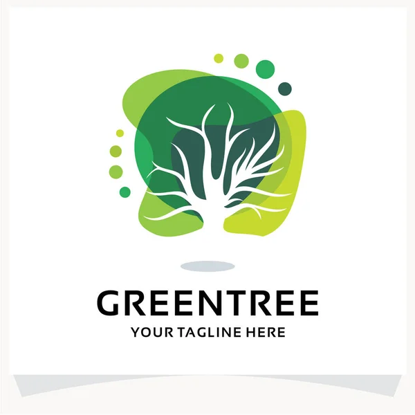 Yeşil Ağaç Logosu Tasarım Şablonu Beyaz arkaplanlı İlham
