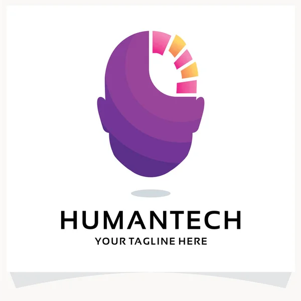 Human Tech Logo Design Template Inspiratie Met Witte Achtergrond — Stockvector