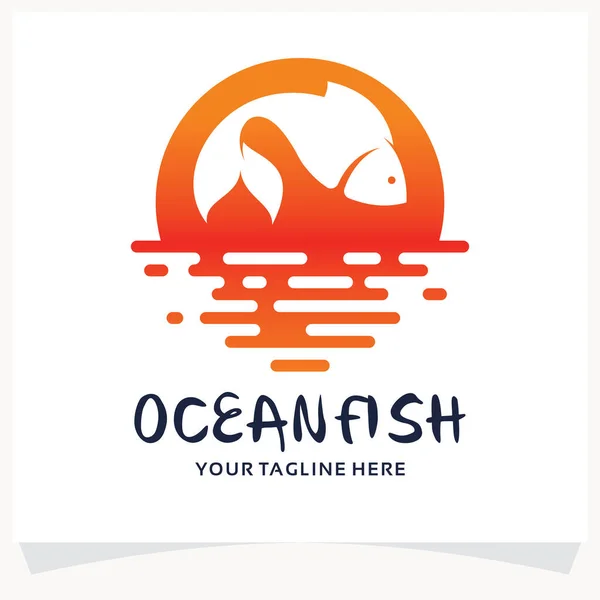Plantilla Diseño Logotipo Ocean Fish Inspiración Con Fondo Blanco — Vector de stock