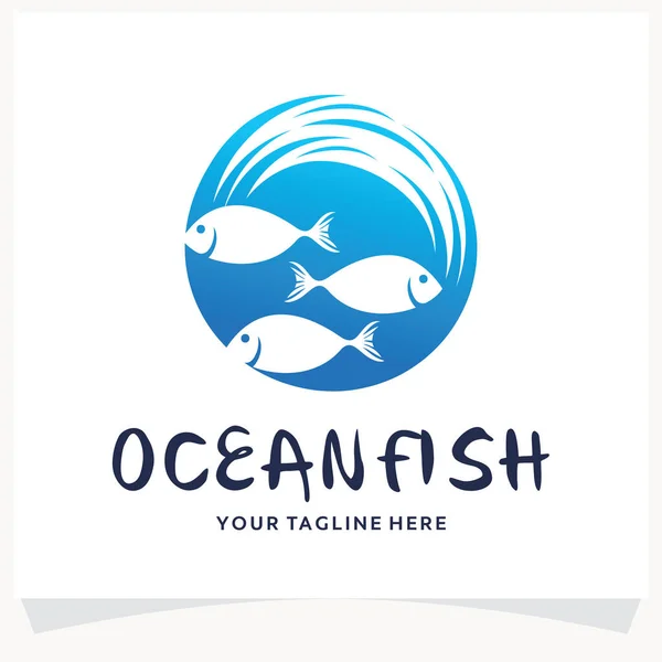Plantilla Diseño Logotipo Ocean Fish Inspiración Con Fondo Blanco — Vector de stock