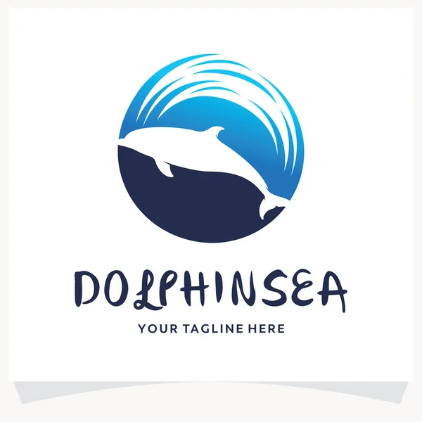 Inspiración Plantilla Diseño Logotipo Dolphin Sea Con Fondo Blanco — Vector de stock