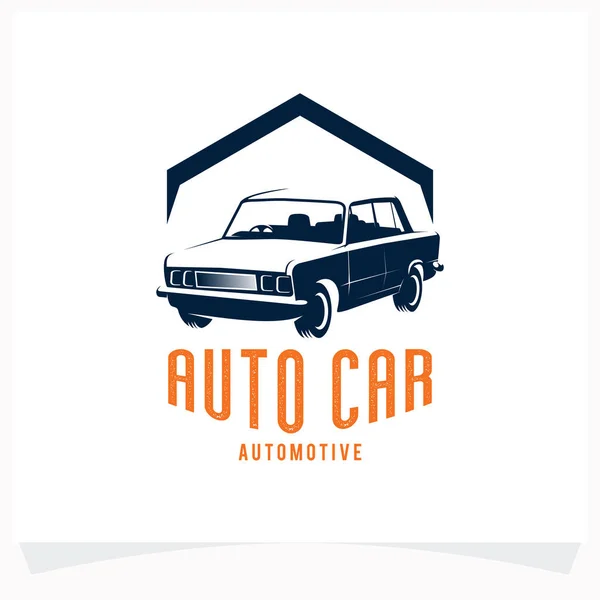 Klasické Auto Garáž Logo Design Šablony Bílým Pozadím — Stockový vektor