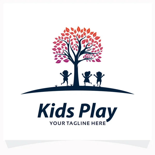 Bambini Giocare Logo Design Template Con Sfondo Bianco — Vettoriale Stock