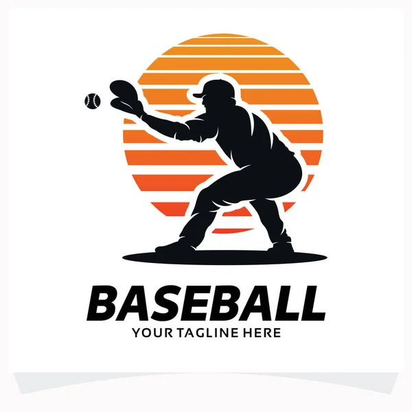 Baseball Logo Design Vorlage Mit Weißem Hintergrund — Stockvektor