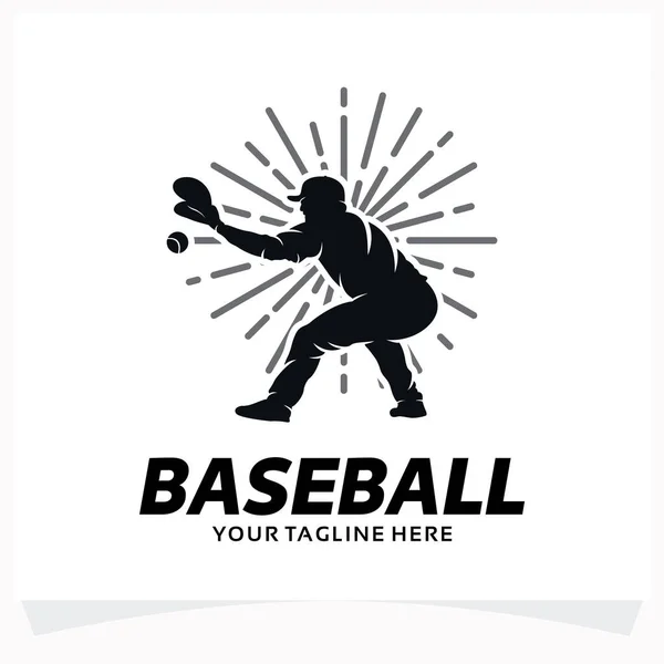 Plantilla Diseño Del Logo Béisbol Con Fondo Blanco — Vector de stock