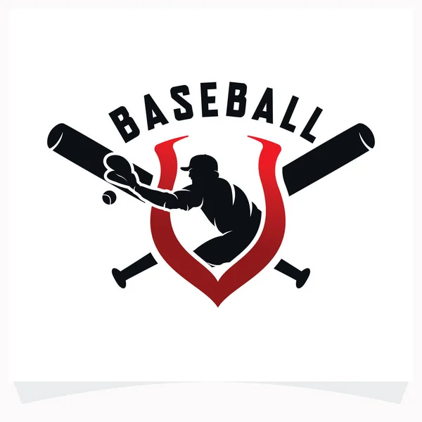 Baseball Logo Design Vorlage Mit Weißem Hintergrund — Stockvektor