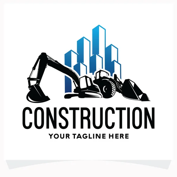 Excavator Rental Logo Design Template White Background — Stock Vector