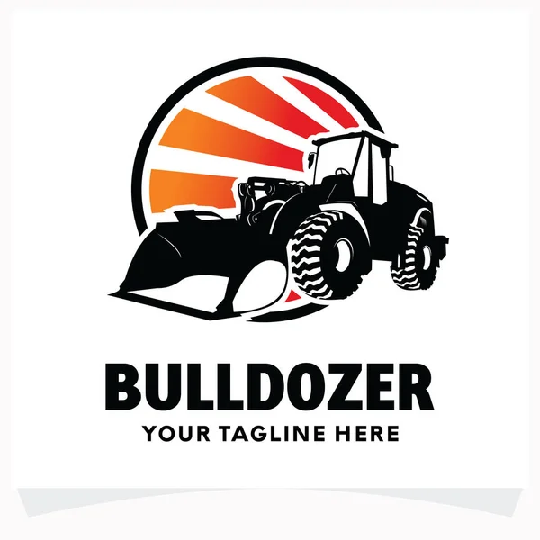 Bagger Vermietung Logo Design Vorlage Mit Weißem Hintergrund — Stockvektor