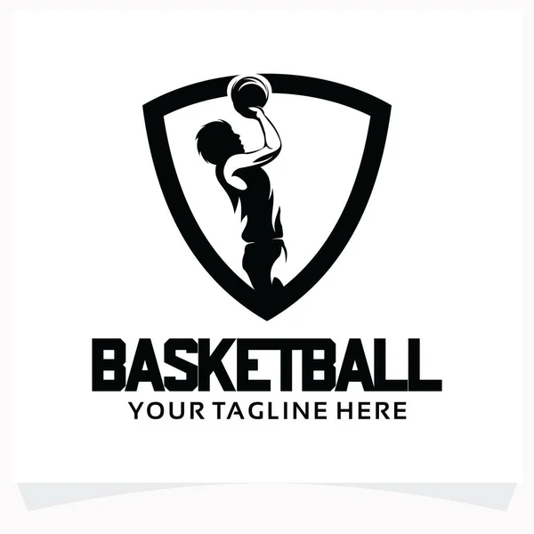 Modèle Conception Logo Basket Avec Fond Blanc — Image vectorielle