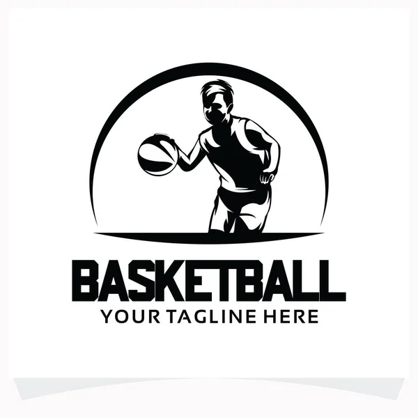 Basketbal Sport Logo Design Šablona Bílým Pozadím — Stockový vektor