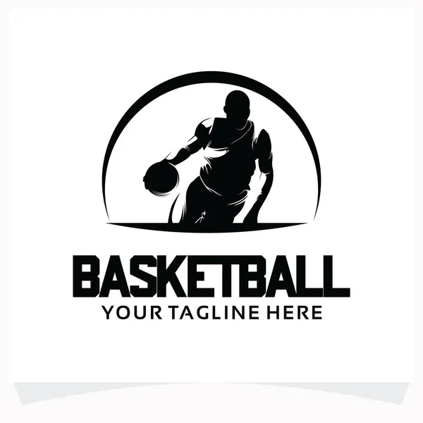 Basketbal Sport Logo Design Šablona Bílým Pozadím — Stockový vektor