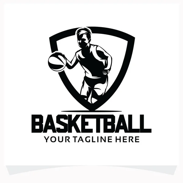 Basketbal Sport Logo Design Šablona Bílým Pozadím — Stockový vektor