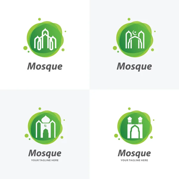 Sammlung Islamischer Lernlogos Moschee Logo Design Vorlage Mit Weißem Hintergrund — Stockvektor