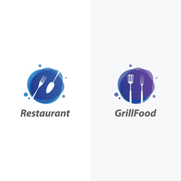 Sammlung Von Restaurant Logo Design Template Mit Weißem Hintergrund — Stockvektor