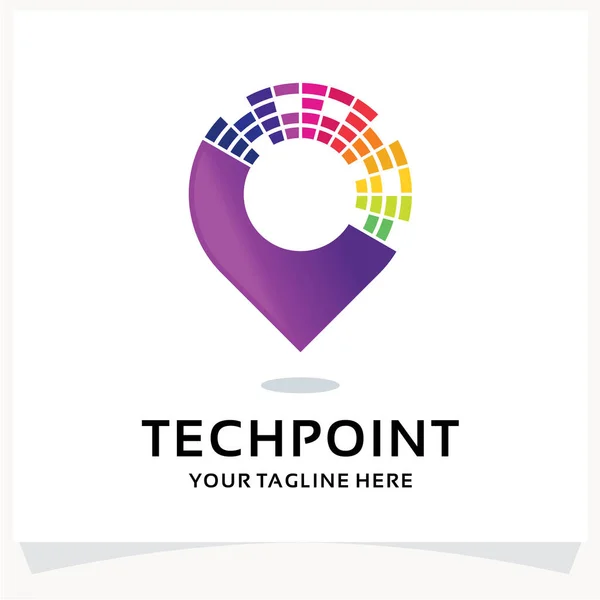 Tech Point Logo Design Template Inspiratie Met Witte Achtergrond Rechtenvrije Stockvectors