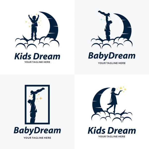Collezione Kids Dream Logo Design Template Con Sfondo Bianco Grafiche Vettoriali