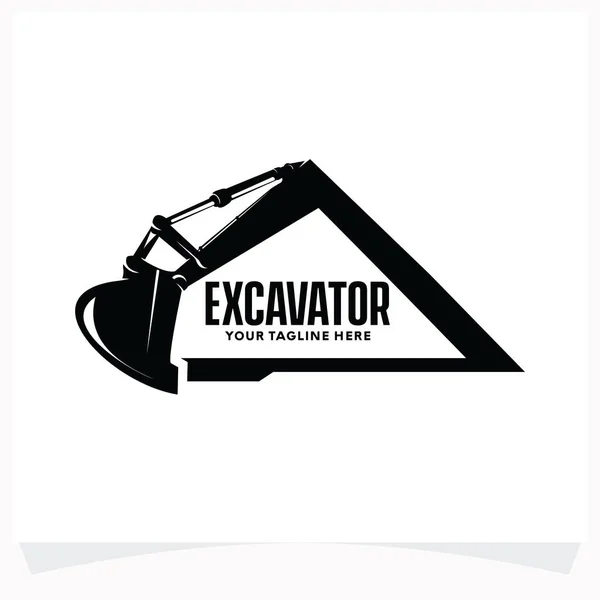 Escavatore Noleggio Logo Design Template Con Sfondo Bianco Illustrazione Stock