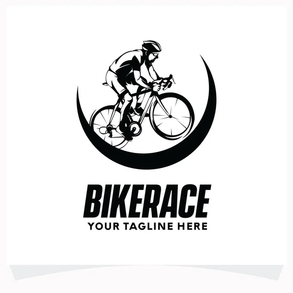 Bicicletta Biker Sport Logo Design Template Con Sfondo Bianco Vettoriali Stock Royalty Free