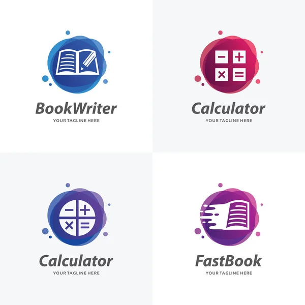 Collectie Van Math Education Logo Design Sjabloon Met Witte Achtergrond Rechtenvrije Stockvectors