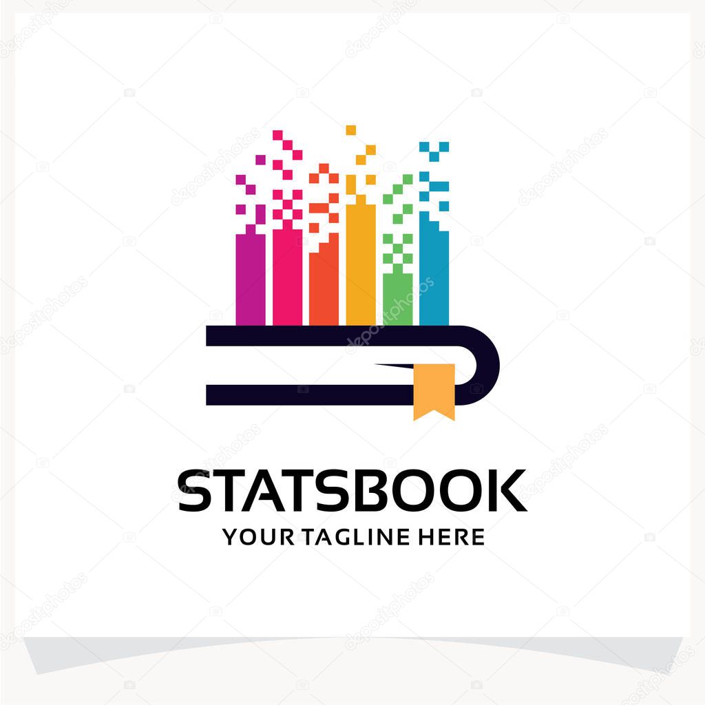 Stats Book Logo Design Template Inspiration with White Background