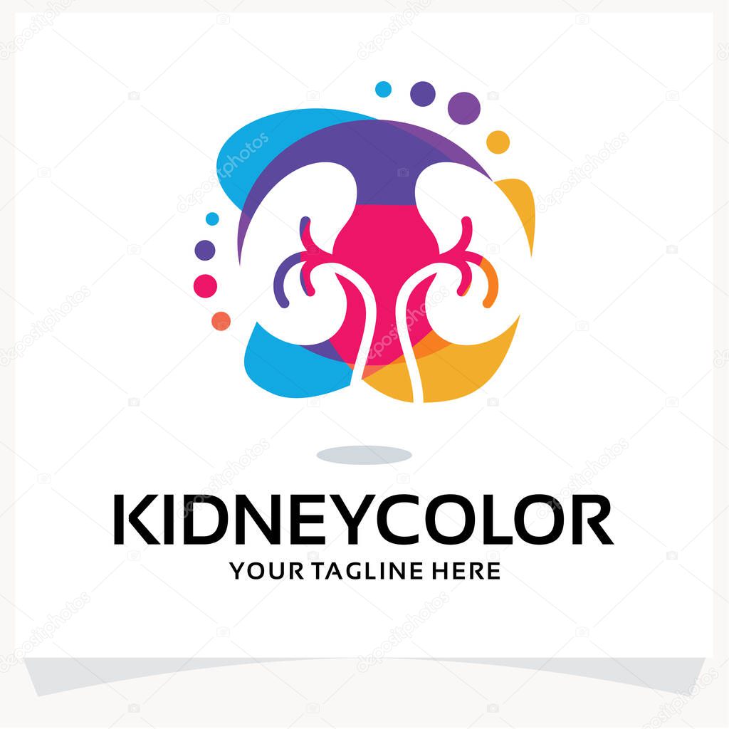 Kidney Color Logo Design Template Inspiration with white background