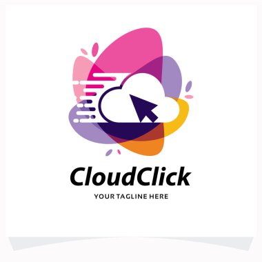 Beyaz Arkaplan ile Bulut Tıklama Logo Şablonu Tasarım Şablonu