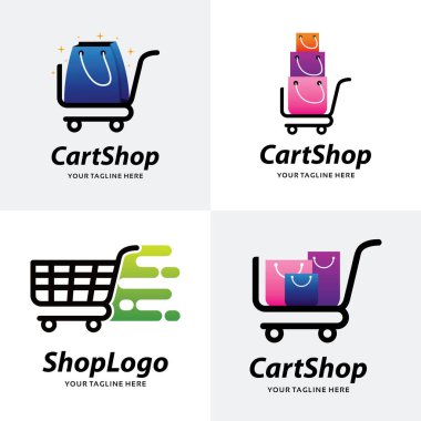 Beyaz Arkaplan ile Dükkan Logosu Şablonu Tasarım Şablonu Koleksiyonu