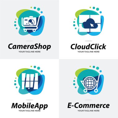 Beyaz Arkaplan ile Dükkan Logosu Şablonu Tasarım Şablonu Koleksiyonu