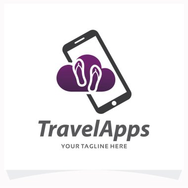 Beyaz Arkaplan ile Seyahat Uygulaması Logo Tasarım Şablonu