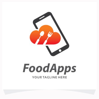 Gıda Uygulaması Logo Tasarım Şablonu Beyaz Arkaplan