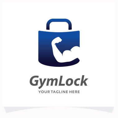 Beyaz Arkaplan ile Spor Salonu Kilidi Logo Tasarım Şablonu