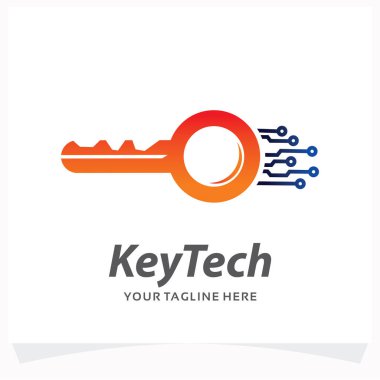 Beyaz Arkaplan ile Keys Tech Logo Tasarım Şablonu