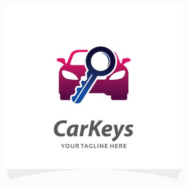 Otomobil Anahtarları Logo Tasarım Şablonu Beyaz Arkaplan